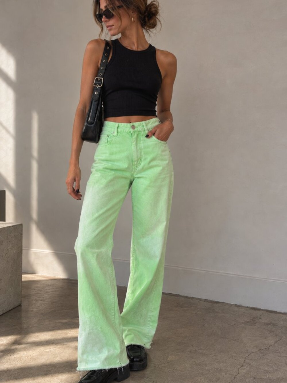 Sanctuary Neon Green Raw Hem Jeans - Size 28